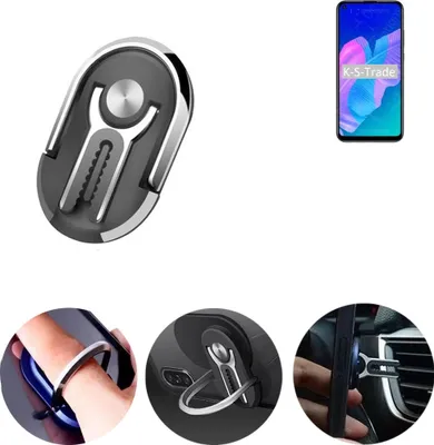 Produktbild von K-S-Trade 3in1 Smartphone-Ring Handy-Ring kompatibel mit Huawei Y7p Fingerhalterung  Handyring Tischständer Lüftungsgitter-Halterung Tisch Ständer