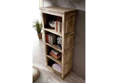 Produktbild von MASSIVMOEBEL24 Regal Sheesham 75x40x175 grau geölt LEEDS #46