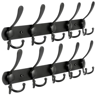 Productafbeelding van WHITGO wandhaken, 2 stuks, 15 haken, roestvrij staal, wandgarderobe