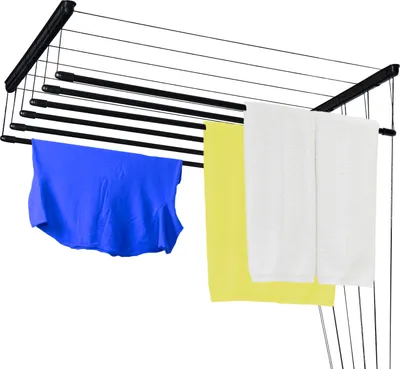 Zdjęcie produktu dla Suszarka podsufitowa 6x80 cm czarna sufitowa regulowana