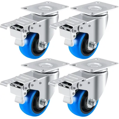 4 Schwerlast-Lenkrollen 125 mm, mit Bremse, bis 600 kg