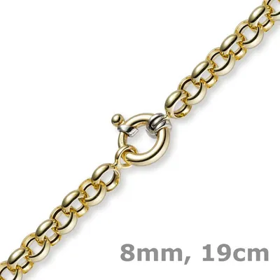 Produktbild von 8mm Armband Armkette Erbskette aus 585 Echt Gold Gelbgold, 19cm
