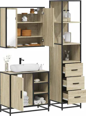 Obrázek produktu pro Maison Exclusive - 3dílný set koupelnového nábytku dub sonoma kompozitní dřevo