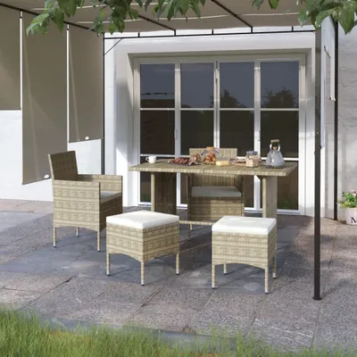 Produktbild von Design Möbel 4-tlg. Gartenstuhl und Hocker Set Poly Rattan Grau - 2024 Neu