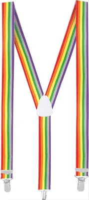 Immagine prodotto di CHPN – Bretelle – Bretelle arcobaleno – Elastici per pantaloni – Arcobaleno – Taglia unica – Regolabili – Elastici – Unisex – Carnevale – Festa a tema