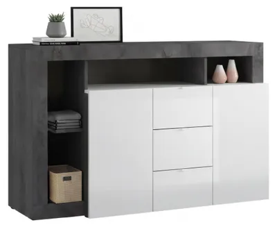 Image de Atlantica - Buffet, 146x42x93h cm Blanc Brillant, 3 Étagères  Italy