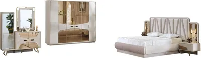 Produktbild von Schlafzimmer Komplettset Bett Set Möbel Gäste Zimmer Schrank Bett Schminktisch