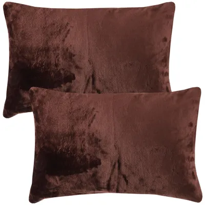 Immagine prodotto di Coperte per cuscini 40x60 cm, colore marrone, confezione da 2, senza imbottitura, coperte morbide con cerniera, effetto cashmere, 100% poliestere, lavabili a 30°C