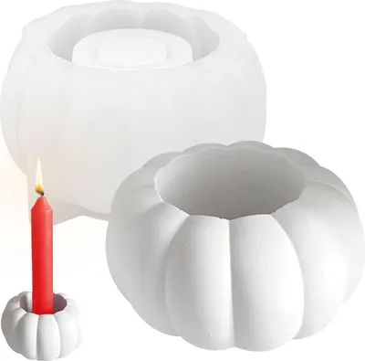 Produktbild von Kürbis Silikonform für Halloween, Silikon Gießform für Kerzenhalter, 3D Silikon Kerzenformen für Kerzenherstellung, Silikonformen Giessformen für DIY Herbst Thanksgiving Erntedankfest Geschenk