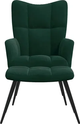 Produktbild von vidaXL Relaxsessel mit Hocker Dunkelgrün Samt