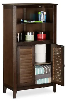 Badschrank LAMELL, Bambus, dunkelbraun, 92x50x25,5 cm