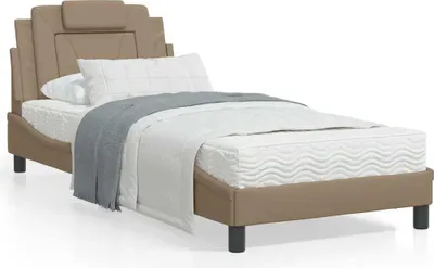 Produktbild von Design Bettgestell mit Kopfteil Cappuccino-Braun 80x200 cm Kunstleder, Klassische Betten 2024 Neu