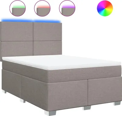 Imagen del producto de Cama con somier y colchón vidaXL, color taupe, 160x200 cm, tapizada en tela