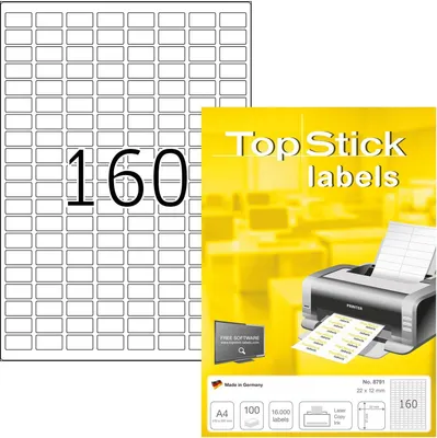 Produktbild von TOP STICK Universal-Etiketten 22 x 12 mm weiß 16.000 Etiketten
