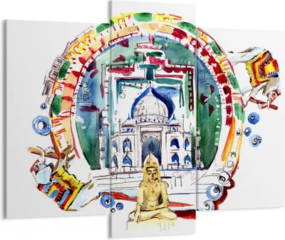 Produktbild von Bild auf Leinwand - Leinwandbild - Elefanten Indien Religion Kultur - 130x100cm - Wand Bild - Wanddeko - Leinwanddruck - Bilder - Kunstdruck - Leinwand bilder - Wandkunst - CB130x100-2980