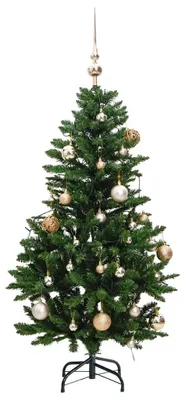 Obrázok produktu pre vidaXL Umelý vianočný stromček skladací 150 LED diód a guličiek 120 cm