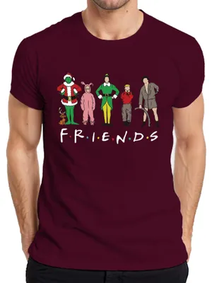 Produktbild von Friends Weihnachtsfilme Cartoon - Weihnachten Christmas Xmas Herren T-Shirt, Burgundy, S