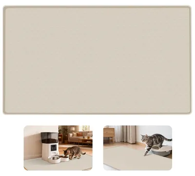 Produktbild von Katzenfuttermatte, 129 x 65 cm, Silikon Anti-Rutsch Futtermatte mit erhöhtem Rand