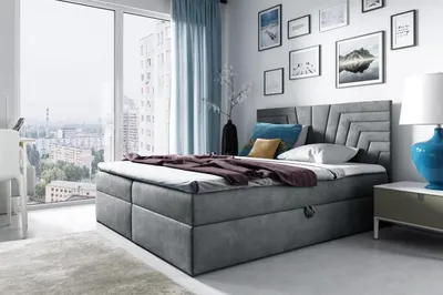 Obrázok produktu pre Čalúnená posteľ s prešívaným čelom SUSANA - 200x220, šedá + topper