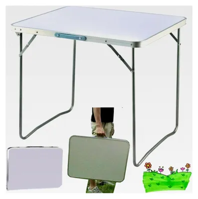 Produktbild von Campingtisch, tragbarer Picknicktisch aus Aluminium, Klapptisch für drinnen und draußen, robustes Gartenbock-Set für Grill, Picknick, Party, Tragkraft 15 kg, Länge 80 cm