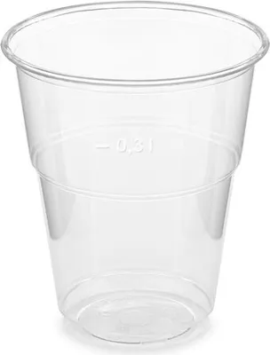 Produktbild von 50x  Trinkbecher klar 300 ml 0,3 l Eichstrich Biokunststoff PLA ø 84mm