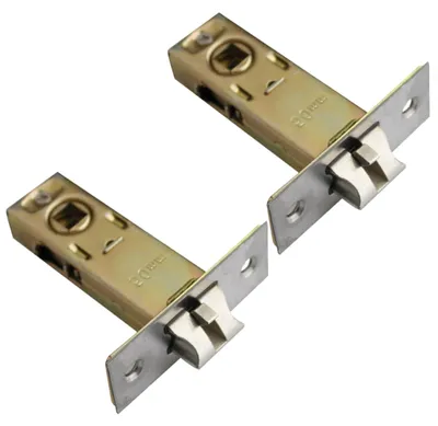 Produktbild von Unifizz, rechteckige Türriegel, verzahnt, 50 mm, Einbauelement für Innentürschlösser. Polierte Türschlösser und -riegel für Türgriffe mit Rosette, 8 Stück
