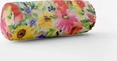 Produktbild von SCHÖNER LEBEN. Kissenhülle Outdoor Sommerblüten bunt div. Größen Größe 15x40cm (ØxB) Nackenrolle 15x40cm (ØxB) Nackenrolle Größe