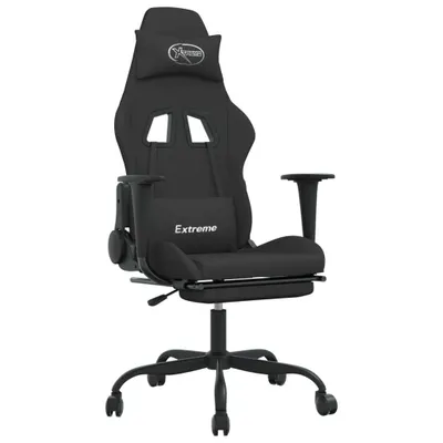Image de Fauteuil gaming vidaXL avec repose-pieds, tissu noir