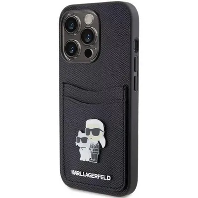 Image de Karl Lagerfeld Klhcp15Lsapkcnpk Iphone 15 Pro 6.1 Czarny/Black Hardcase Saffiano Cardslot Karl&Choupette Metal Pin