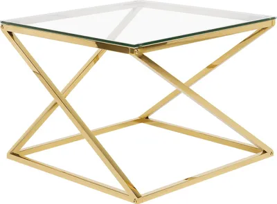 Produktbild von BELIANI Beistelltisch Gold Transparent 60 x 60 cm Glasplatte Edelstahl Poliert Metallbeinen Quadratisch Modern