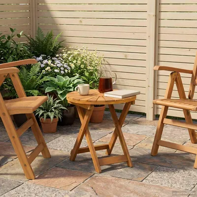 Produktbild von Möbel Bistrotisch Natur Ø45 x 45 cm Massivholz Akazie - Gartentische &2772