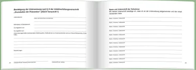 Produktbild von Unterweisungsbuch für die betriebliche Unfallverhütung A5 24 Blatt Packung mit 10 Stück