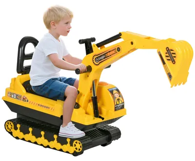 Produktbild von Sitzbagger Aufsitzbagger mit Schaufel Hupe, Kinderbagger mit Stauraum unter Sitz, Rutschauto Baggerfahrzeug zum Sitzen bis 30 kg