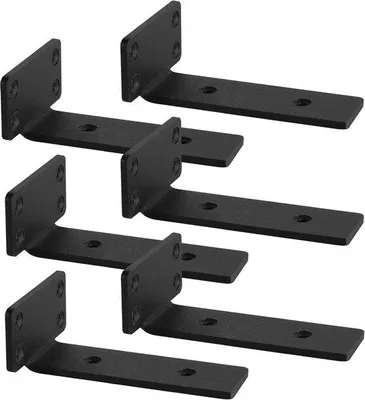Produktbild von Famanu Unsichtbare Regalträger 90 Grad - Schwarz, 15 cm, 6 Stück