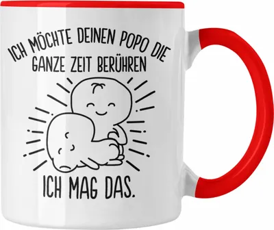 Produktbild von Trendation - Tasse für Freundin Lustig Geschenk Valentinstagidee Paare Kaffeetasse Spruch Liebe Mann Popo Anfassen (Rot)