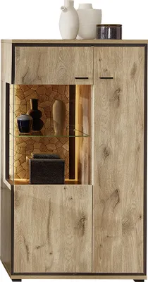 Produktbild von Highboard 80cm mit Beleuchtung, Eiche mit schwarz, RINGSTED-55