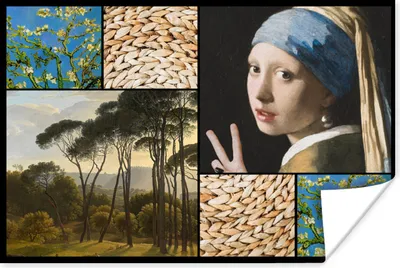 Produktbild von MuchoWow® Poster Mädchen mit Perlenohrring - Collage - Alte Meister 30x20 cm - Plakate - Print