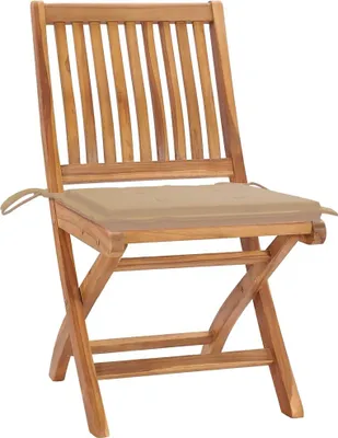 Imagen del producto de Sillas plegables con cojín, juego de 4 unidades, madera maciza de teca