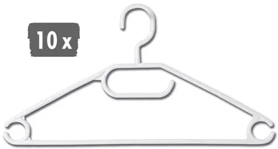 Produktbild von 10er Pack Kleiderbügel aus Kunststoff weiß Breite 40cm Kesper