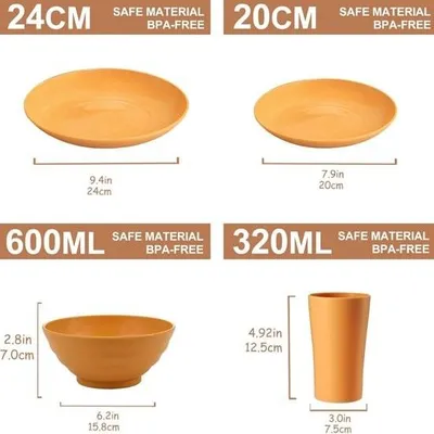 Image de Vaisselle de camping, 16 pièces - Vaisselle de camping - Set de vaisselle de camping - Vaisselle en plastique pour le camping