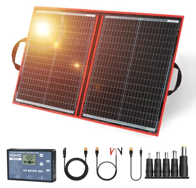 Imagen del producto de Panel solar portátil - 100 W - Plegable - Monocristalino - 12 V - Ideal para actividades al aire libre, camping y barcos