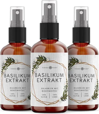 Produktbild von Nordic Pure Basilikum-Extrakt Haarkur mit RootBioTec™ 3x100 ml