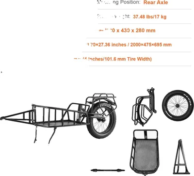 Image de Remorque de vélo, capacité robuste, compatibilité polyvalente, 70lbs