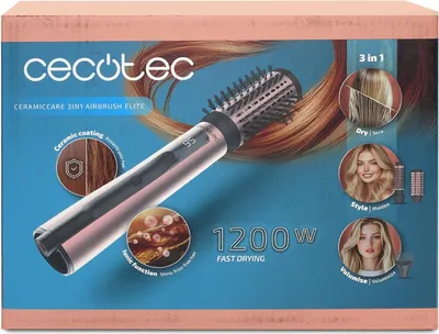 Produktbild von Cecotec Warmluftbürste mit 3 Aufsätzen CeramicCare 3in1 AirBrush Elite. 1200W, Ionenfunktion, Trocknet, Formt und Verleiht Volum