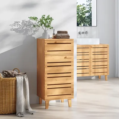 Produktbild von Badezimmerschrank 'Epind' Midischrank 75 x 33 x 30 cm Bambus Natur