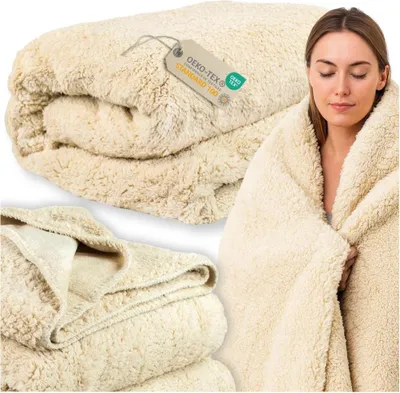 Obrázek produktu pro Oboustranná deka 200 x 220 cm, plyšová deka 2 v 1, 420 g/m², přehoz na postel, béžová