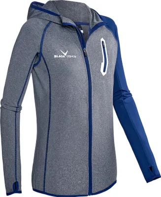 Produktbild von BLACK CREVICE - Damen Microfleece Jacke mit Kapuze I Midlayer I Second Layer | Farbe: Grau/Blau | Gr: 38