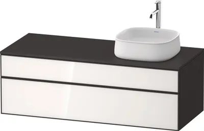 Image de Duravit Zencha Meuble sous-lavabo sur console, 1300x550mm, 1 tiroir, 1 coulissant, découpe à droite, ZE4822R64800000