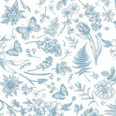 Produktbild von Unyqoos® selbstklebende Vinyltapete mit blauem und weißem Blumenmuster für verschiedene Oberflächen