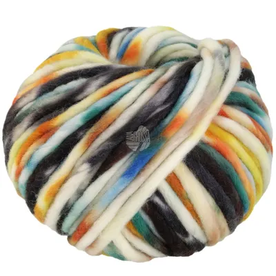 Produktbild von Lana Grossa CONFETTI 100 g Farbexplosion buntes Merino-Dochtgarn 50 m Farbe 007 - Rohweiß/Rost/Petrol/Anthrazit/Orange